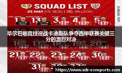 毕尔巴鄂竞技迎战卡迪斯队争夺西甲联赛关键三分的激烈对决